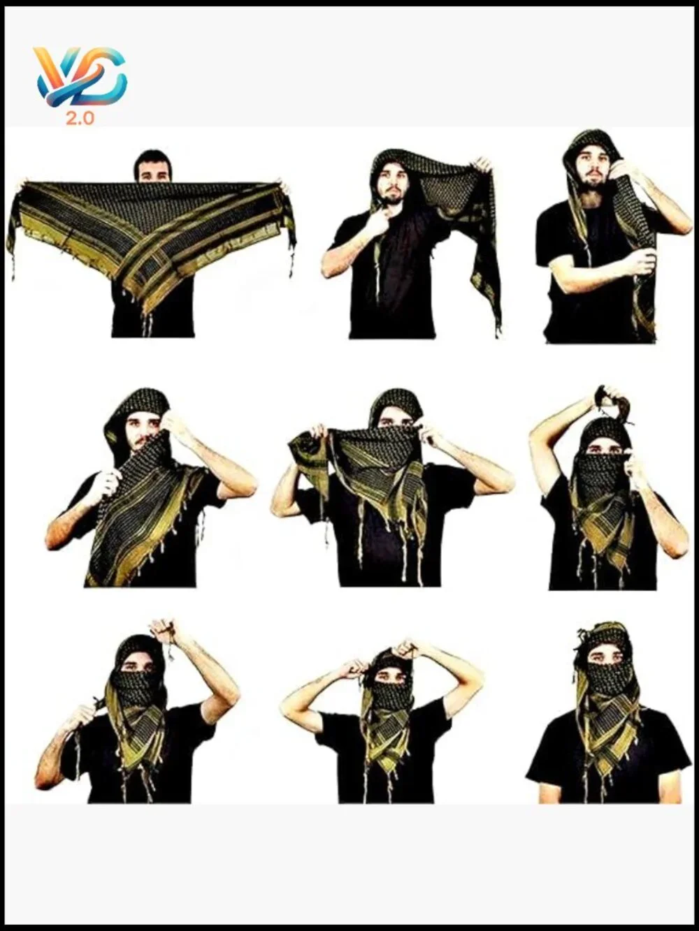Tactical Shemagh Scarf 100% Cotton Keffiyeh Neck Wrap Unisex Outdoor